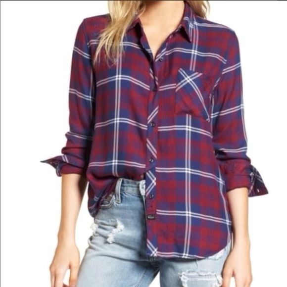 Rails • Hunter Flannel Shirt in Navy/Rose/Powder - Picture 1 of 10